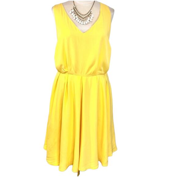 NEW Modcloth Brilliant Motivation Yellow Fit Flare Career Sleeveless Dress - Picture 2 of 5